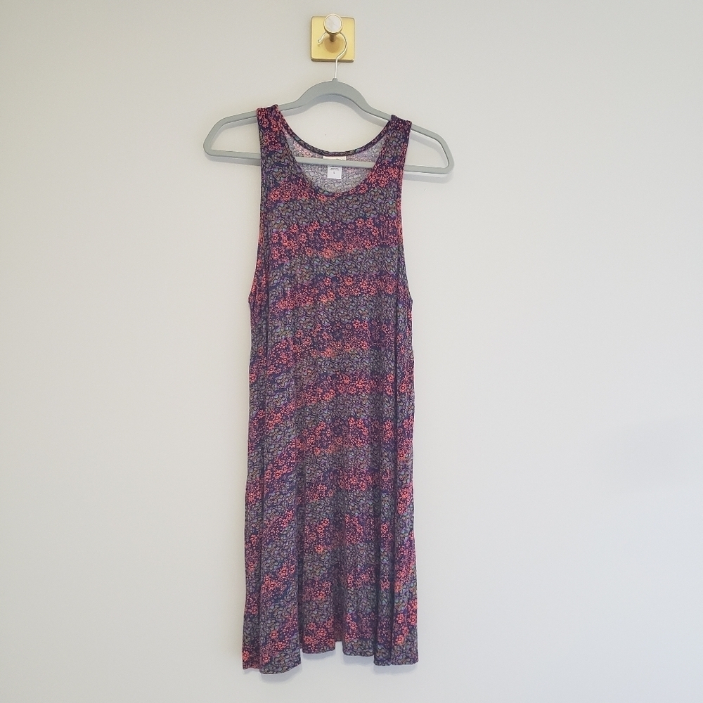 NATURAL LIFE Floral T-Shirt Tank Dress Large Multicolor Racerback Soft Stretchy